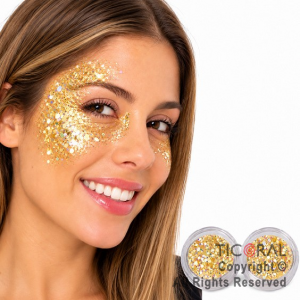 MAQUILLAJE ARTISTICO GLITTER ORO Y ORO (BLISTERS 2 UNID - 4 GR) (PACK X 3 BLISTERS)
